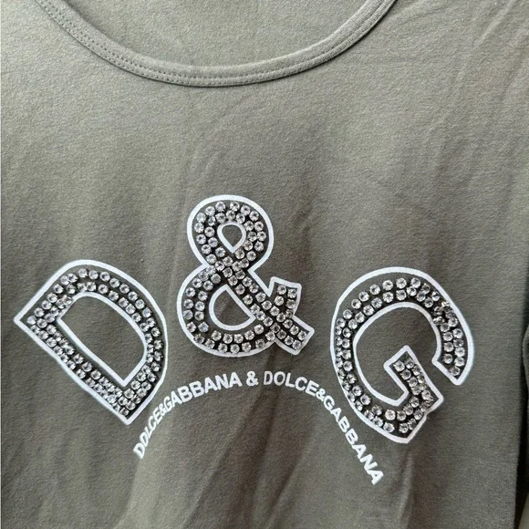 Dolce & Gabbana D&G Vintage Logo Crystals Top Long Sleeve T Stretch Crew 90s Y2K - Picture 7 of 16